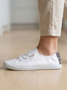 🛍 CLEARANCE 🛍 Ava Canvas Slip On Sneakers with Patterned Heel